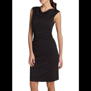 DAVID David Meister Drawstring Cowl Neck Tunic Dress Black - Regular